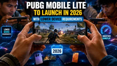 Mobile gamer playing battle royale game on a smartphone, illustrating PUBG Mobile Light and BGMI Lite